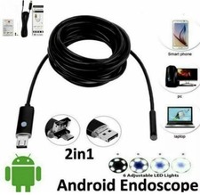 TELECAMERA ISPEZIONE ENDOSCOPIO USB SONDA IMPERMEABILE 10 METRI FLESSIBILE NUOVO