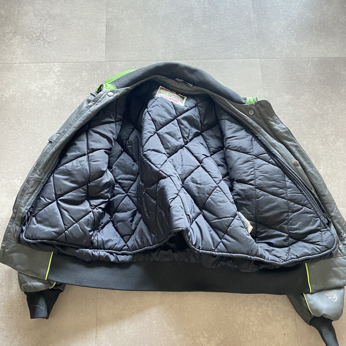 VINTAGE Arcticwear Arctic Cat Leather Snowmobile Racing Jacket Zip