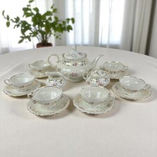 Servizio set da tè the antico in porcellana bianca vintage bavaria motivo fiori 