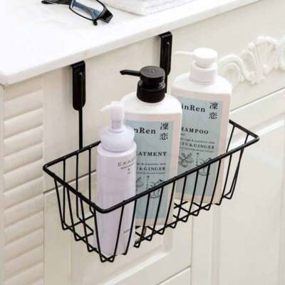 Cestini Portaoggetti Sospesi Per Doccia - 2 Pezzi, Bianco-Grigio, Con Ganci - Organizer Multiuso Per Bagno, Cucina E Comodino