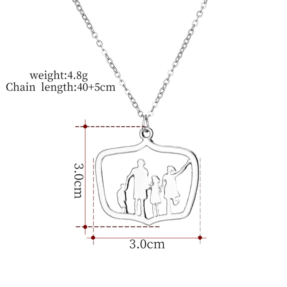 X1027 Stylish Alloy Sweet Family Of Four Mom Dad And Two Kids Necklace