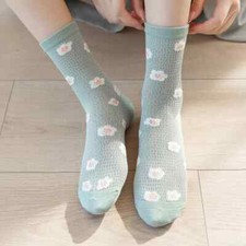 NEW 5 Pairs Womens Girls Crew Socks Lot Floral Design Dress Casual Cotton Socks