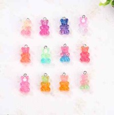 Cute Glitter Gummy Bear Charm with Eye Pin 10mm x 17mm 
