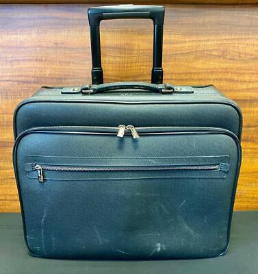 Authentic Louis Vuitton Black Leather Pilot Case Carry On Roller