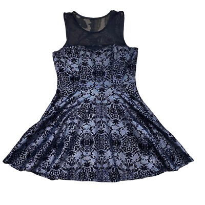 Three Pink Hearts Juniors Skater Dress Size XL Silver Black Velvet Overlay NWT