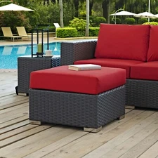 Modway Sojourn Outdoor Patio Sunbrella® Ottoman in Canvas Red