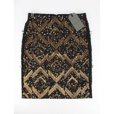 STUNNING WOMENS ALL SAINTS PANEL MESH STRETCH EMBELLISHED SKIRT BLACK BRONZE 6