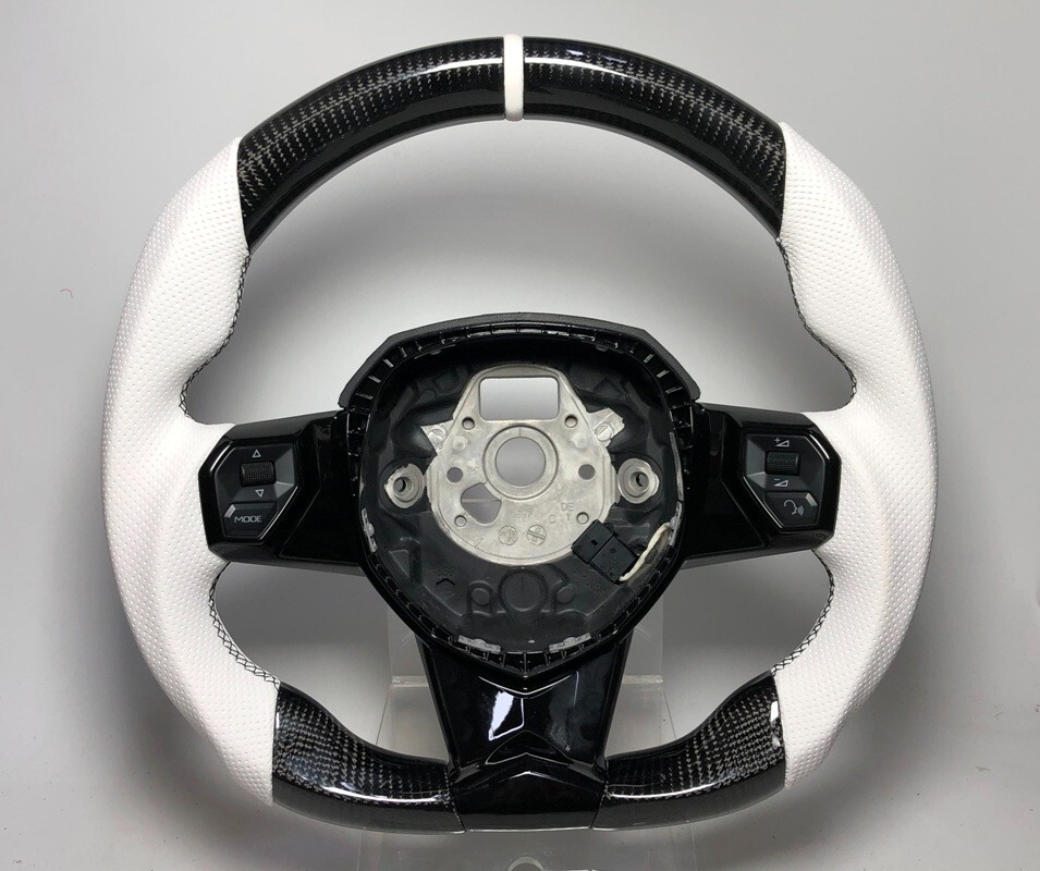 Carbon steering wheel Lamborghini Aventador models SV LP700 White leather Ring