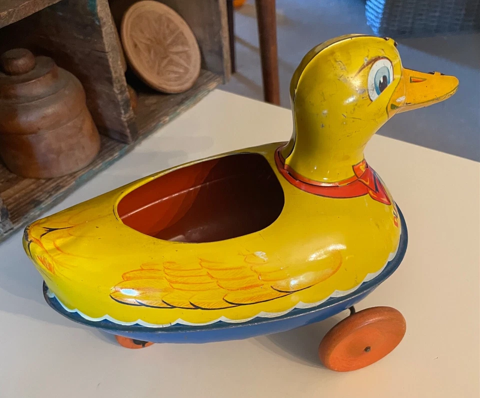 Juguete de colección Wyandotte Duckey Waddles Tin Pull años 40 Foto 3 de 4