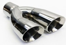 Exhaust Tip 2.50 Inlet 3.00 Outlet 9.50 Long Dual Double Wall Slant Polished
