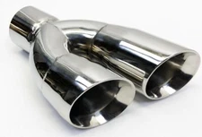 Exhaust Tip 2.50" Inlet 3.00" Outlet 9.50" long Dual Double Wall Slant Polished 
