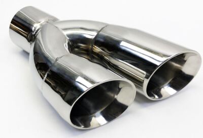 Exhaust Tip 2.50'' Inlet 3.00'' Outlet 9.50'' long Dual Double Wall Slant Polished 
