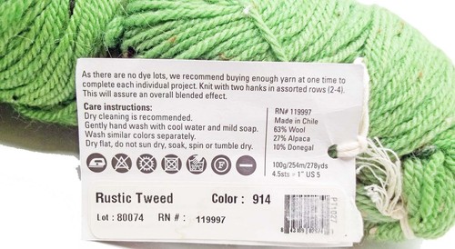 NEW QUEENSLAND RUSTIC TWEED #914 GREEN YARN SKEIN WOOL ALPACA WORSTED 100g 278 Y - Picture 3 of 3