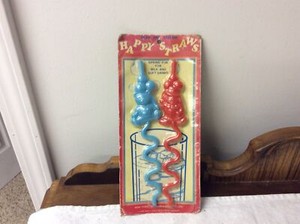 New Vintage Happy Straws For Sipping Milk Etc. Clown And A Bear 1984