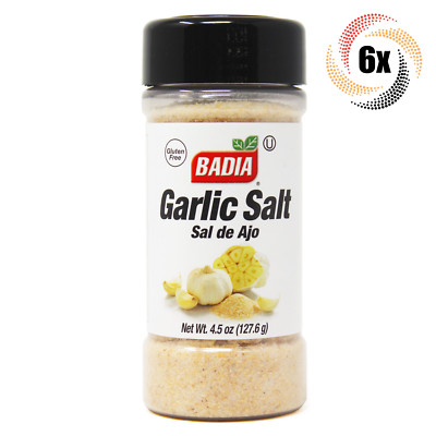 6x Shakers Badia Garlic Salt Seasoning | 4.5oz | Gluten Free Kosher & MSG Free