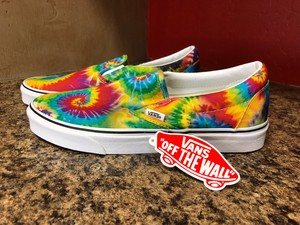 rainbow tie dye slip on vans
