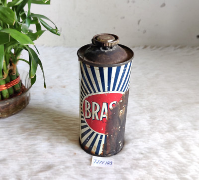 1940s Vintage Reckitt Colman Brasso Metall Politur No.12 Ovp Litho Dose TIN189