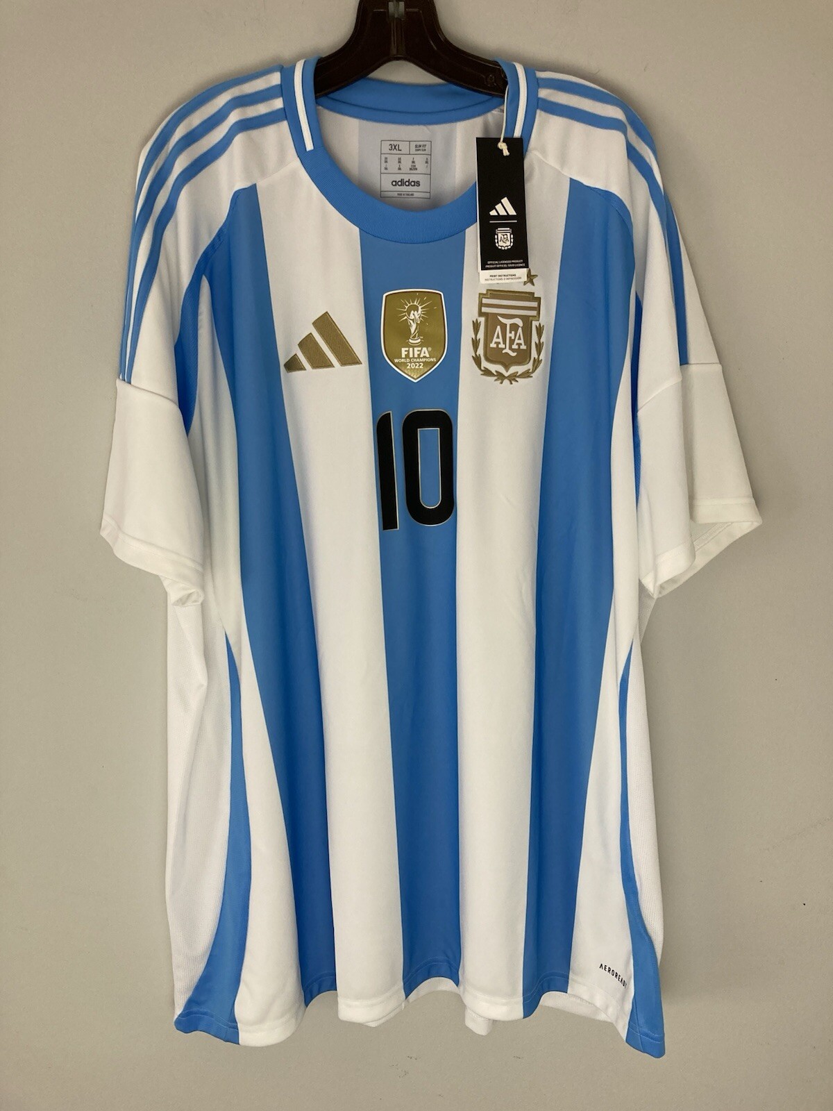 $130 Adidas Men's Argentina 24 Lionel Messi Home Jersey IX7790 White Blue 3XL