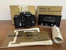 RARE Black Nikon F camera w FTN Photomic Finder & matched F36 Motor Drive back