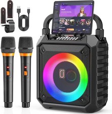 JYX Karaoke Set for Kids  Adults   2 Wireless Mics, Bluetooth, LED, USB Support