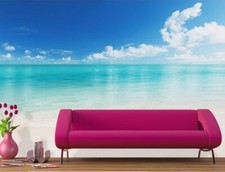 Image of Bedroom Wallpaper WALL MURAL The Beach blue ocean scenery 12 x 8.33 ft