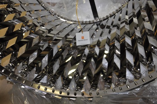 Aidan Gray Modern Basket Weave Mirrored Nickel Chandelier L523MN NEW - Picture 8 of 10