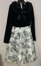 Beri Blue Girl Dress.Black velvet beaded party holiday dress sz 8 Girl