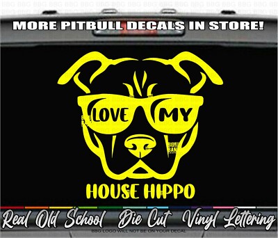 House Hippo Pitbull Terrier Vinyl Decal Sticker Pit Bull Rescue