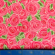 Tina Scrap 9 x21 Valentine Rose Pink Flower Floral Bouquet Packed FABRIC COTTON