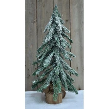FROSTED PINE TREE 24" Snow Burlap Christmas Short Needle Primitive Country NEW