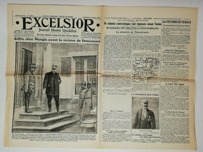 N734 Titelseite der Zeitung Excelsior 27. Oktober 1916 Joffre bei Mangin Victoire 