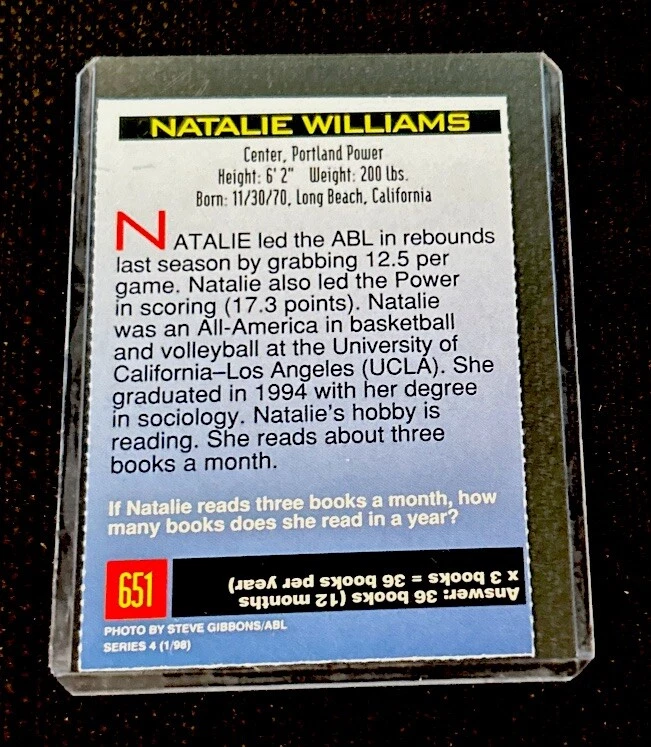 NATALIE WILLIAMS ROOKIE Rare 1998 SI Sports Illustrated for Kids ABL POWER NM+ - Image 2 of 2