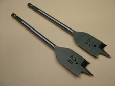 Pack of 2 Flat wood bit spade drill 24mm triple cut centre point 2 wing cutters