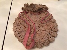 vtg crochet purse pink fabric inside victorian style
