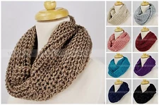 Solid Color Knit Infinity Winter Scarf Elastic Warm Silver Threads Circle Loop