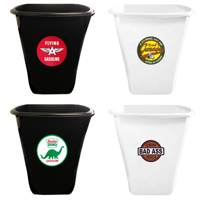 Trash Can 5.5 Gal Vintage Gas Themed White or Black Plastic Retro Man Cave Game 