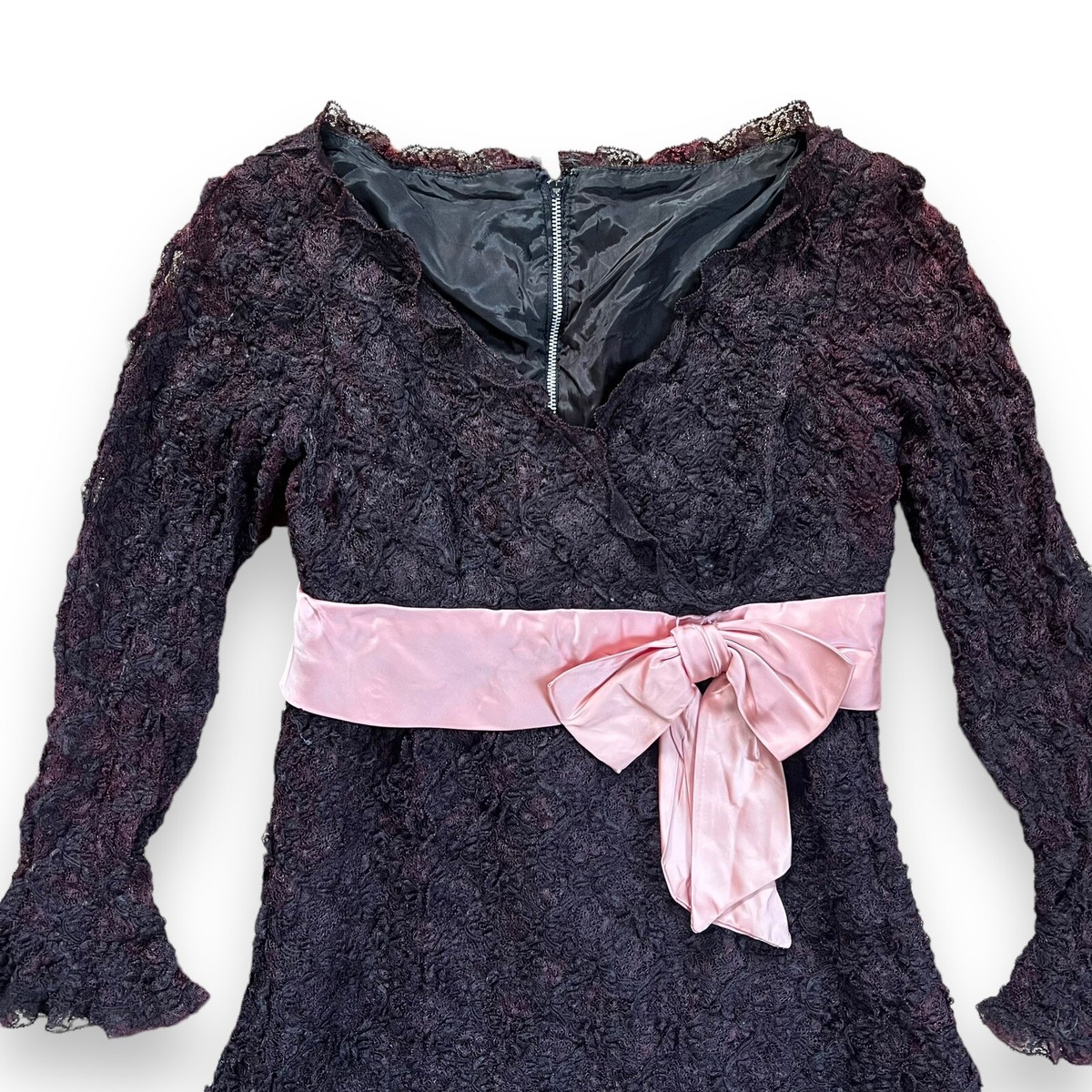 Vtg 1960s Babydoll Lace Mini Dress Pink Bow Priscilla Dress Ups by Ronnie  XS | eBay