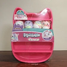Squishmallows Squishville Display Case Release Exclusive Pink 4 Set Plush NEW