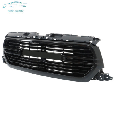 Fit For 2019 2020 2021 2022 Dodge Ram 1500  Front Upper Grill Grille Gloss Black