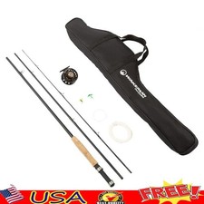 3 Piece Fly Fishing Rod Reel Combo Backpacking Kit Carry Case Beginners New