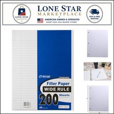 Versatile 200 Count 8.5 x 11 Wide Rule Paper, 3-Hole Punched for Easy Insertion