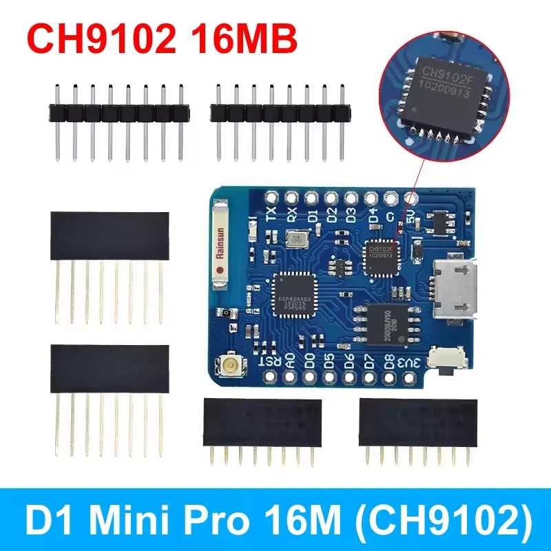 321-KONTOR D1 Mini Pro CH9102 - Micro USB, 16MB WiFi & IoT Power Projekte Arduino kompat.