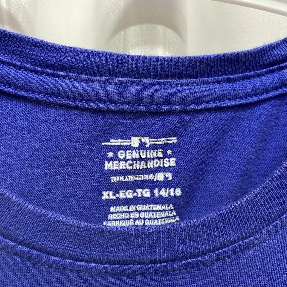 Los Angeles Dodgers Niñas XL 14-16 Camiseta Brillo Brillo Manga Corta Azul Foto 4 de 4