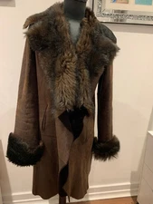 Celtic and co real sheepskin fur shearling waterfall coat jacket Toscana UK12US8