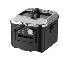 Mainstays 4L Electric Deep Fryer, Matte Black, Stainless Lid, 1800W