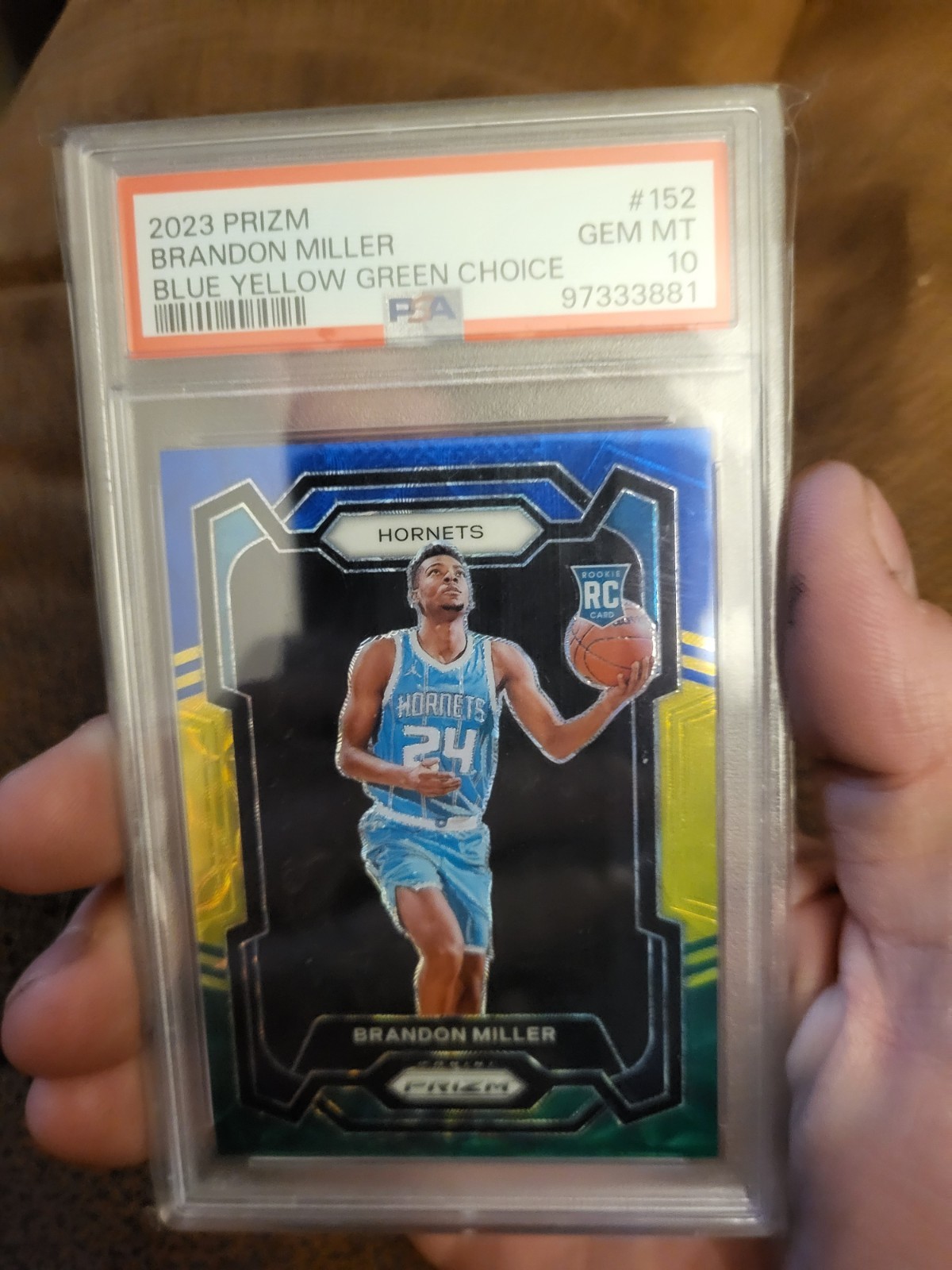 2023 Panini Prizm #152 Brandon Miller Blue Yellow Green Choice PSA 10 GEM MT💎🔥