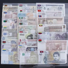 Lots 52 Pcs Different World Banknotes Paper Money Foreign UNC Collection Gift