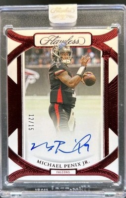  2024 Panini Flawless Michael Penix Jr.  Framed Ruby Auto /15 Falcons Rookie RC