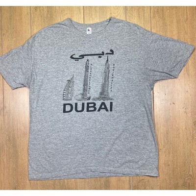 Four Square Dubai Skyline Graphic T-Shirt Gray XL Burj Khalifa Souvenir Tee