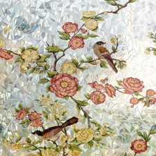 Window Privacy Film,Colorful Floral Window Sticker,Removable Bouquet Glass Film